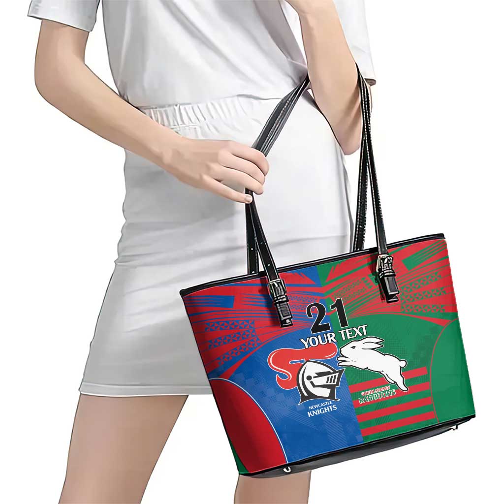 Custom Knights and Rabbitohs Rugby Leather Tote Bag Sporty Style