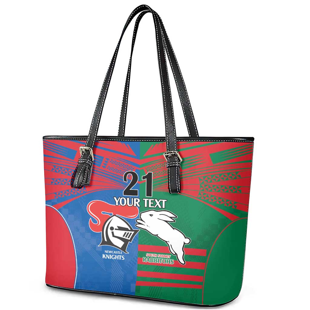 Custom Knights and Rabbitohs Rugby Leather Tote Bag Sporty Style