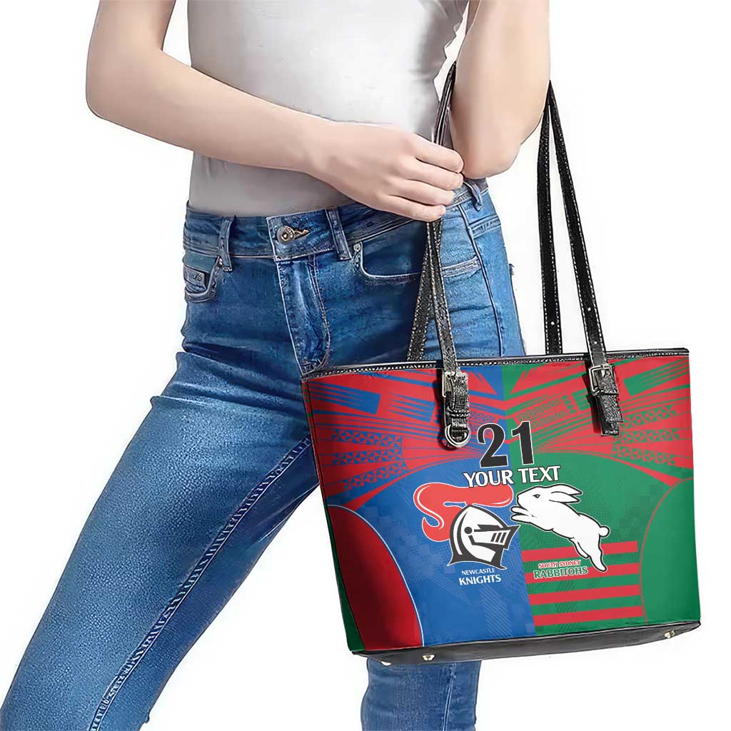 Custom Knights and Rabbitohs Rugby Leather Tote Bag Sporty Style