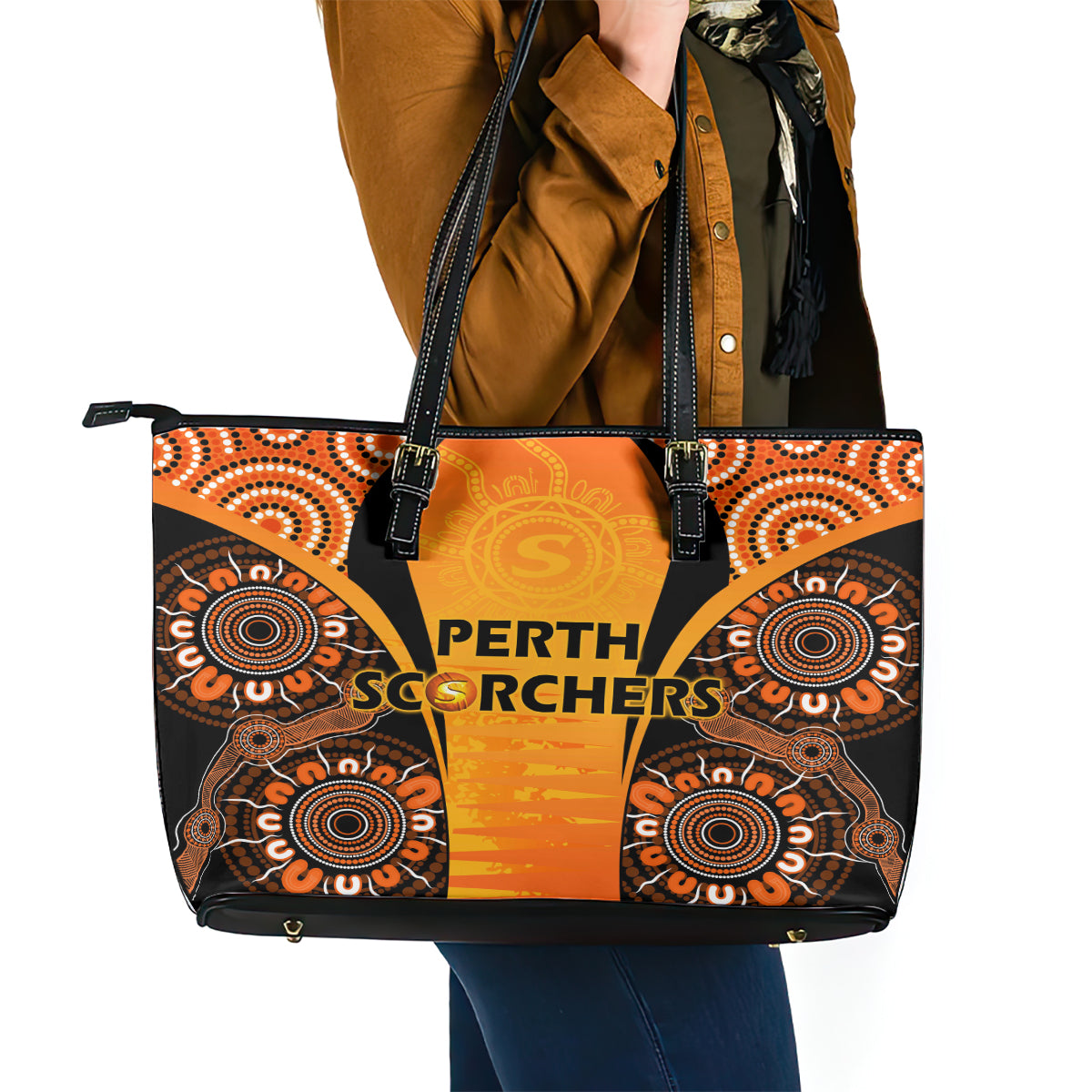 made-tough-scorchers-custom-leather-tote-bag-champions-bbl13-aboriginal-version