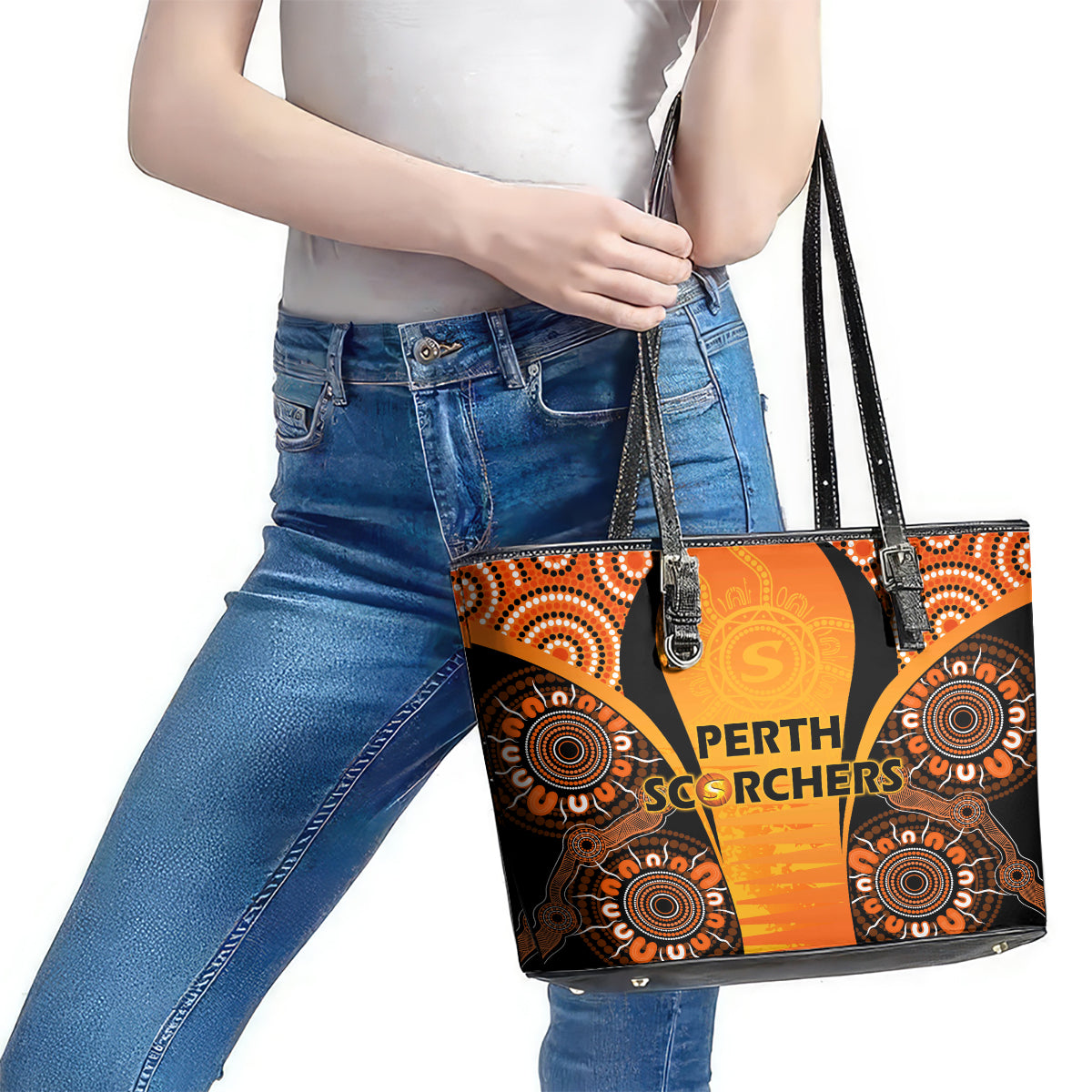 made-tough-scorchers-custom-leather-tote-bag-champions-bbl13-aboriginal-version