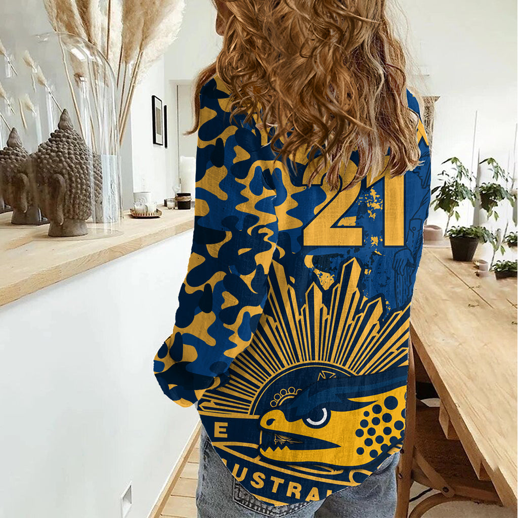 (Custom Text And Number) NRL ANZAC 2023 Parramatta Eels Women Casual Shirt Camouflage LT9