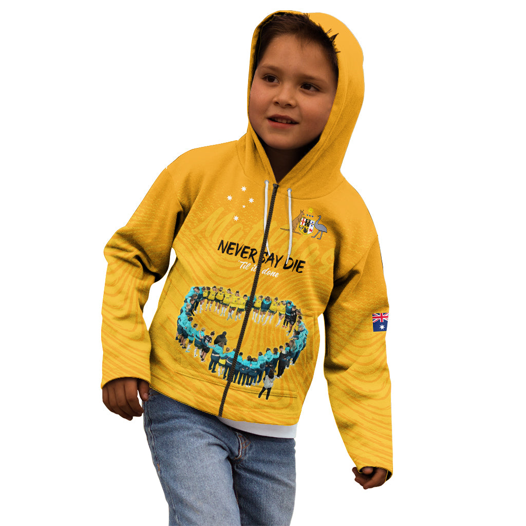 matildas-til-its-done-custom-kid-hoodie-australia-womens-soccer-gold-style