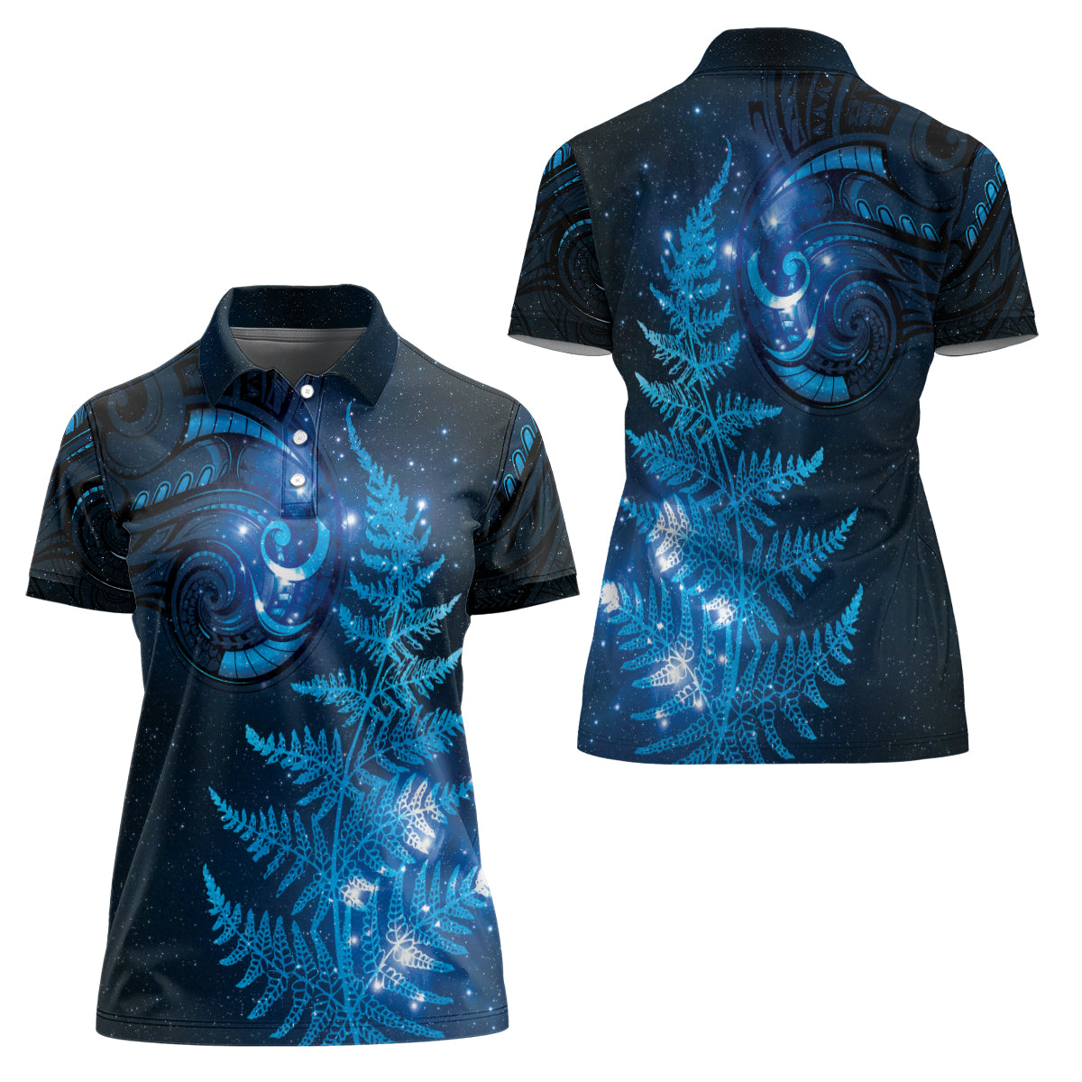 New Zealand Matariki Women Polo Shirt Blue Milky Way Stars Night Sky