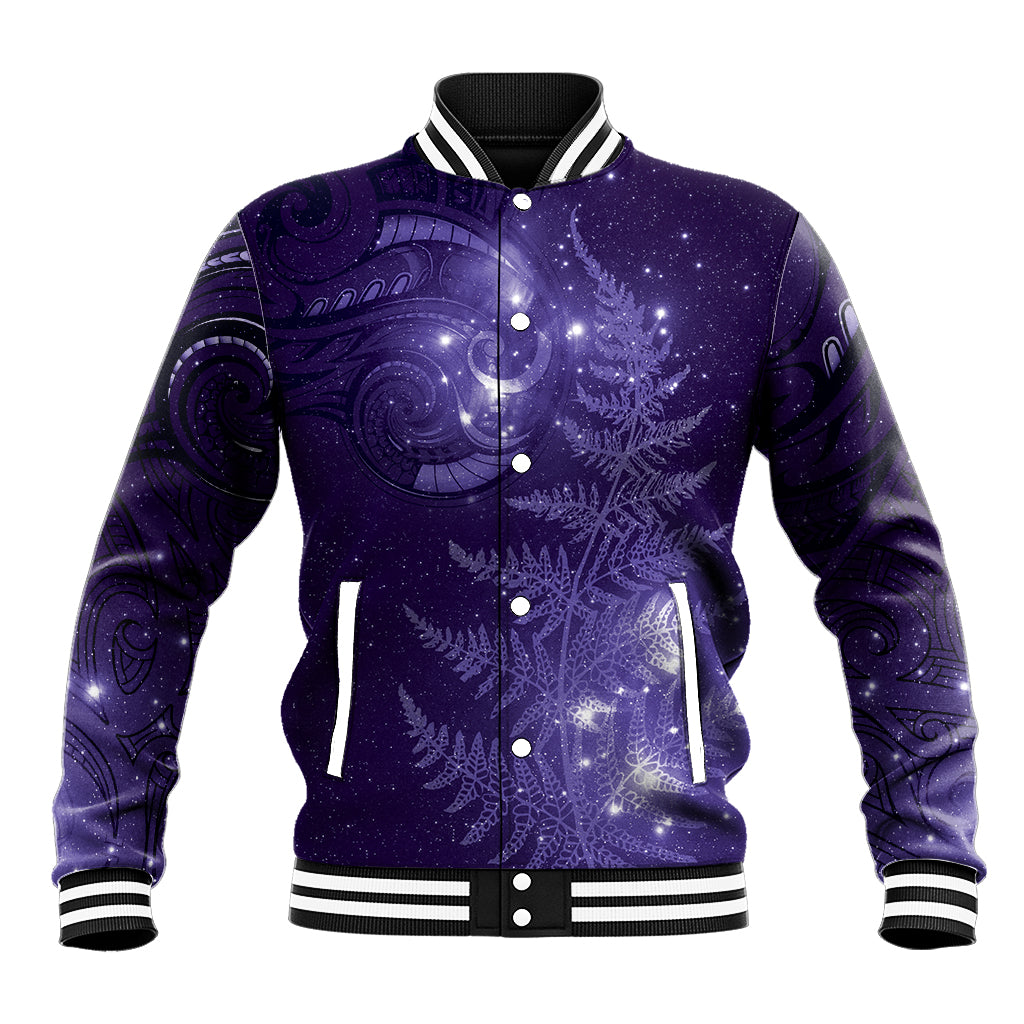 New Zealand Matariki Baseball Jacket Purple Milky Way Stars Night Sky