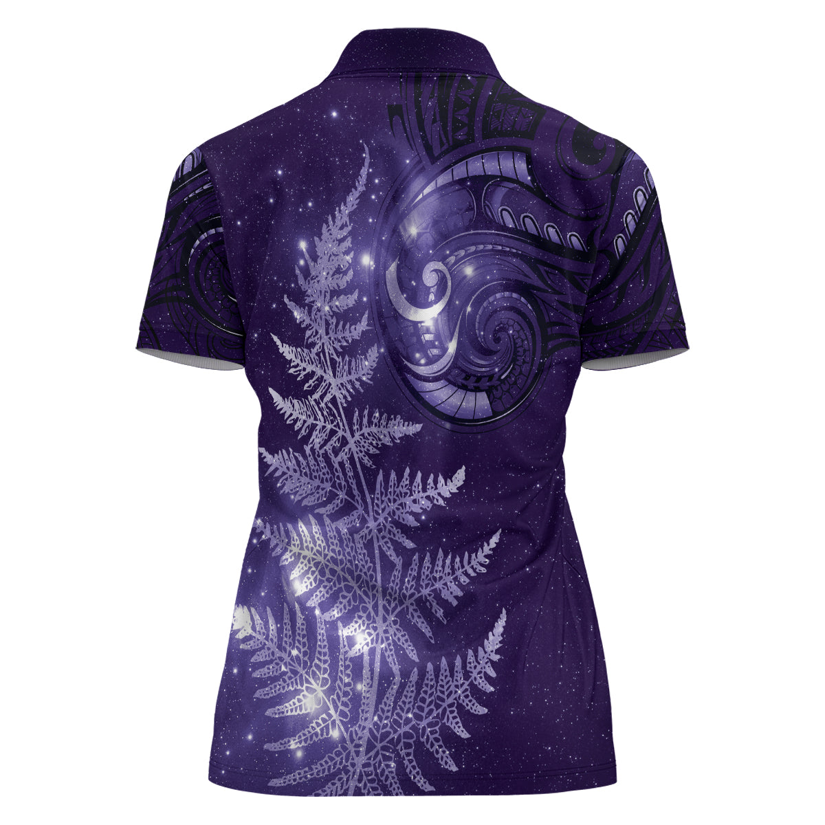 New Zealand Matariki Women Polo Shirt Purple Milky Way Stars Night Sky