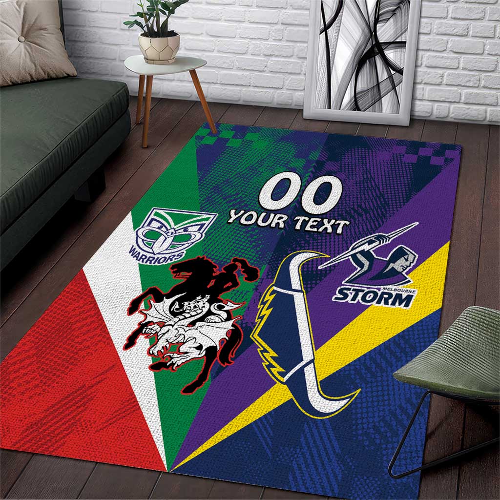 Custom Dragons-Cowboys Combine Storm-Warriors Area Rug Sport Style Version 02