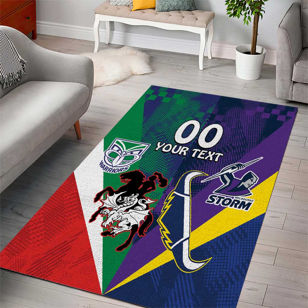 Custom Dragons-Cowboys Combine Storm-Warriors Area Rug Sport Style Version 02