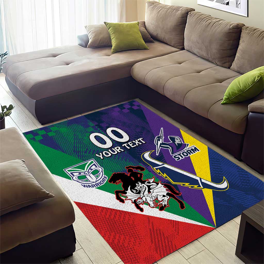 Custom Dragons-Cowboys Combine Storm-Warriors Area Rug Sport Style Version 02