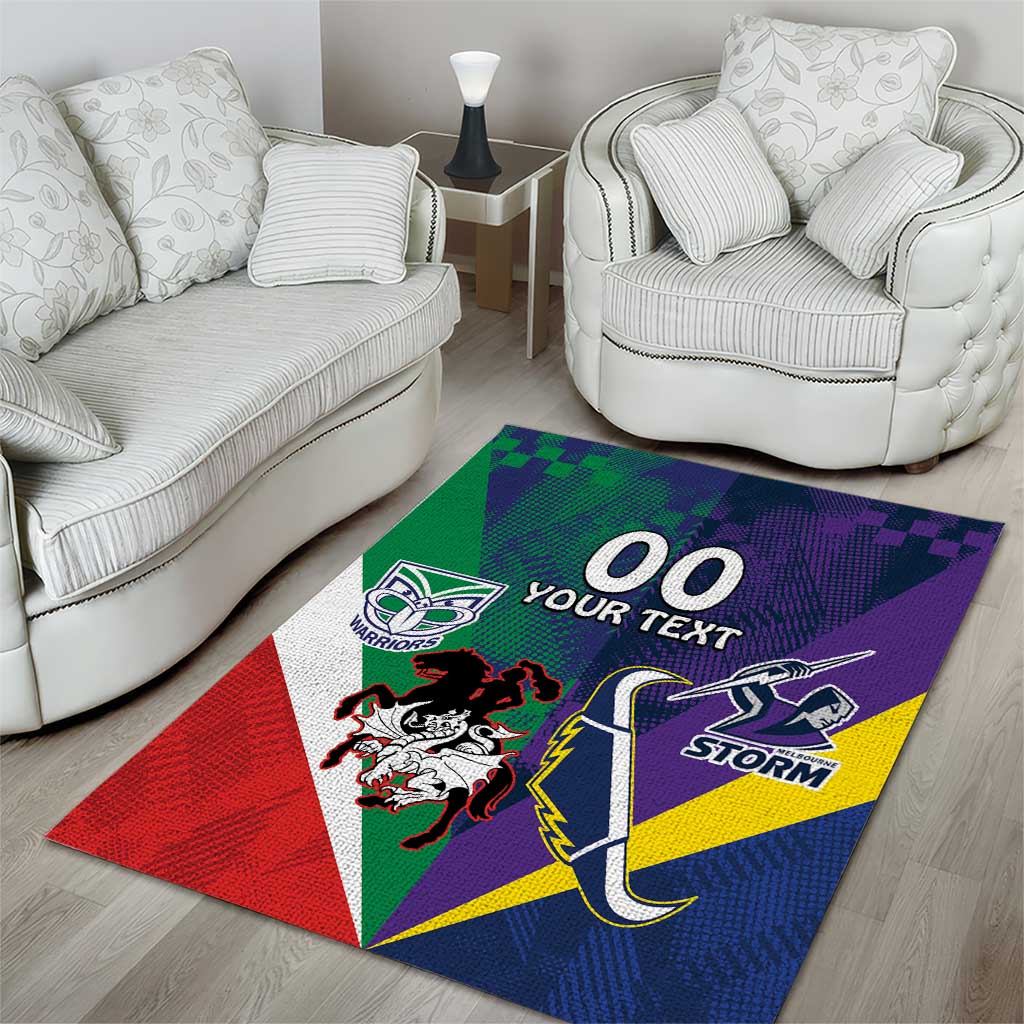 Custom Dragons-Cowboys Combine Storm-Warriors Area Rug Sport Style Version 02