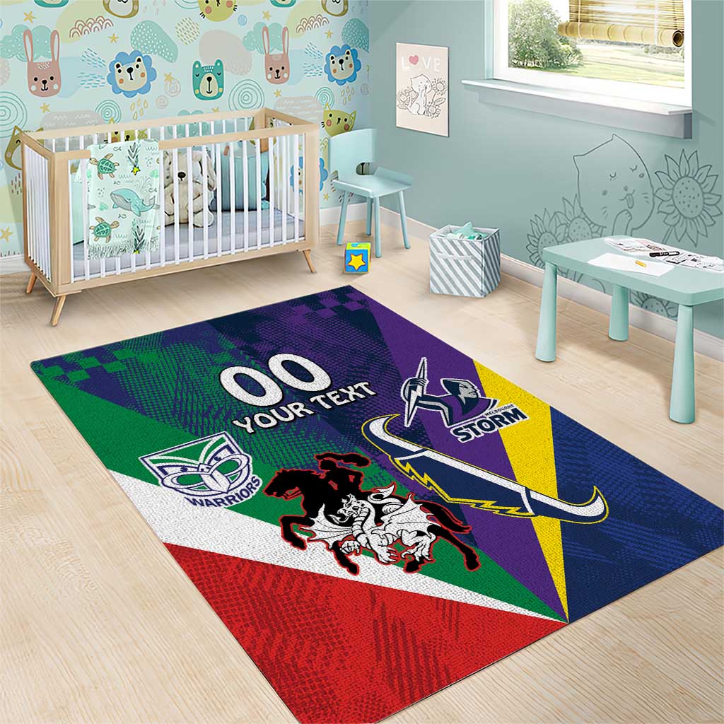 Custom Dragons-Cowboys Combine Storm-Warriors Area Rug Sport Style Version 02