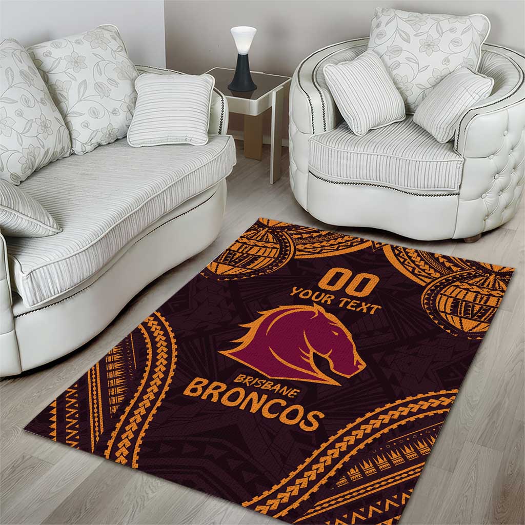 Custom Broncos Rugby Area Rug With Polynesian Style