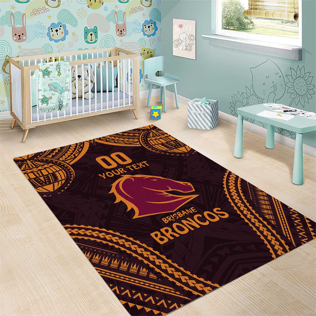 Custom Broncos Rugby Area Rug With Polynesian Style