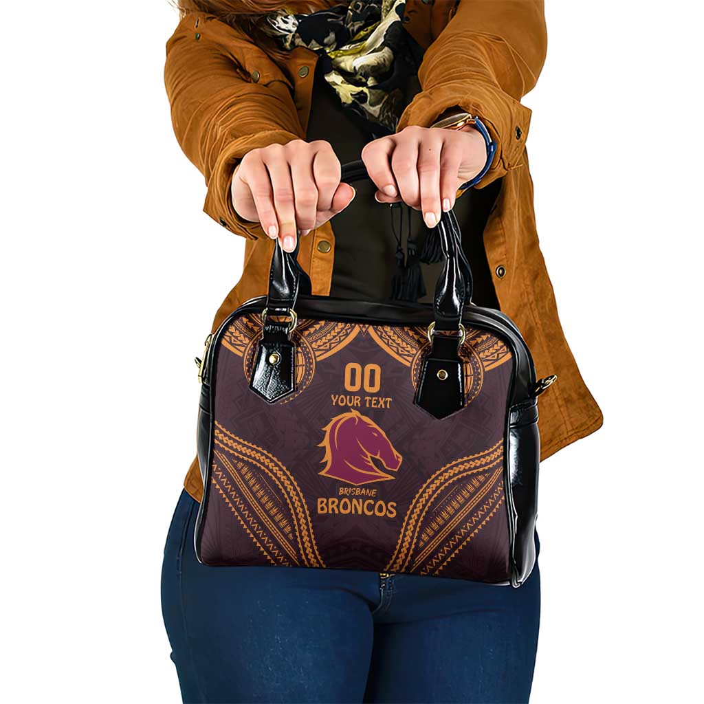 Custom Broncos Rugby Shoulder Handbag With Polynesian Style