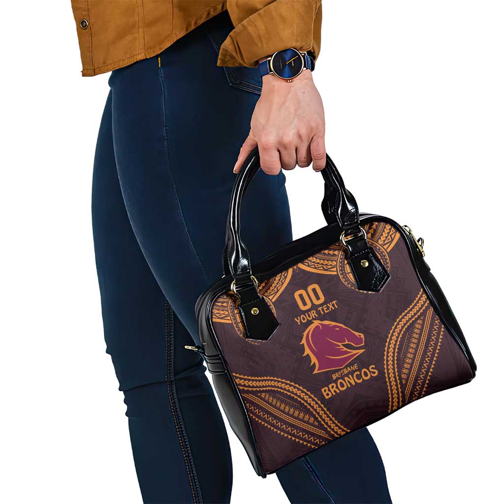 Custom Broncos Rugby Shoulder Handbag With Polynesian Style