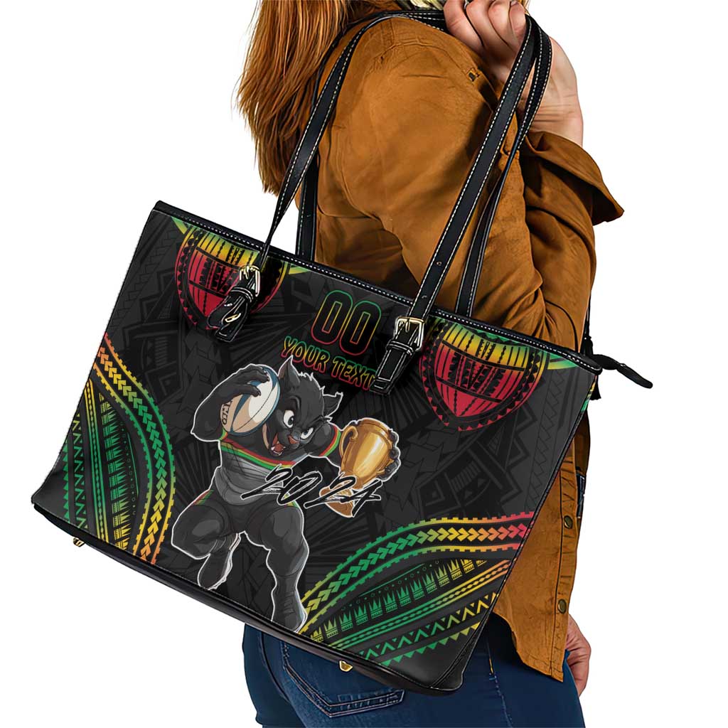 Custom Panthers Champion Grand Final 2024 Leather Tote Bag With Polynesian Style