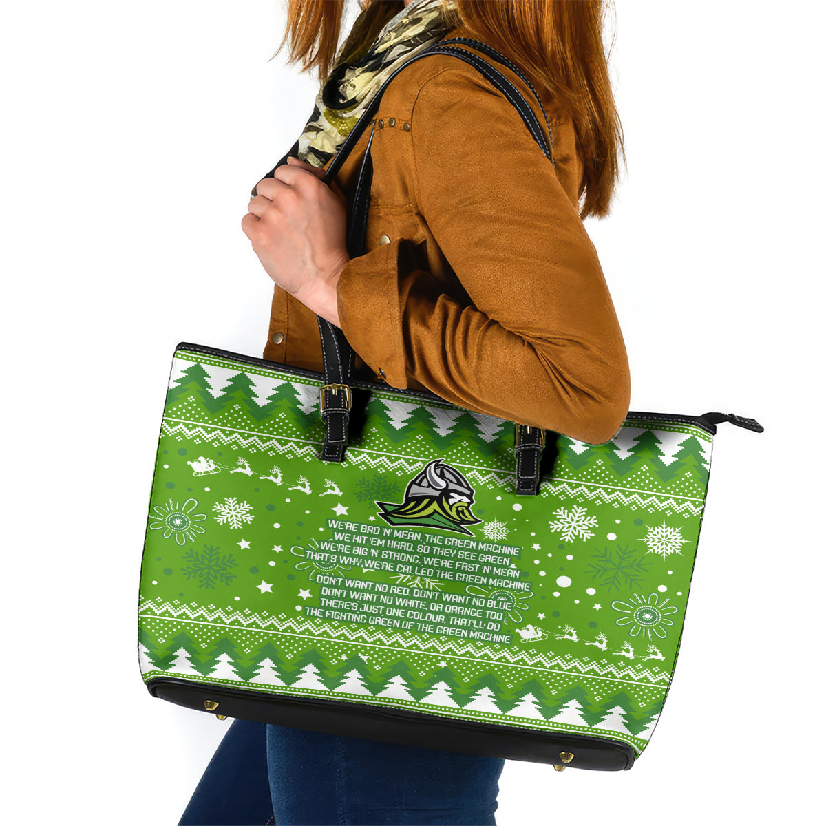 raiders-rugby-leather-tote-bag-the-mighty-green-machine-2023-christmas-vibe