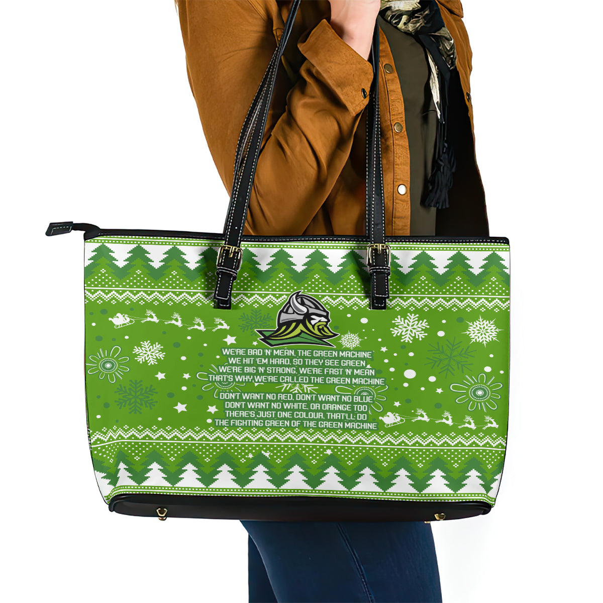 raiders-rugby-leather-tote-bag-the-mighty-green-machine-2023-christmas-vibe