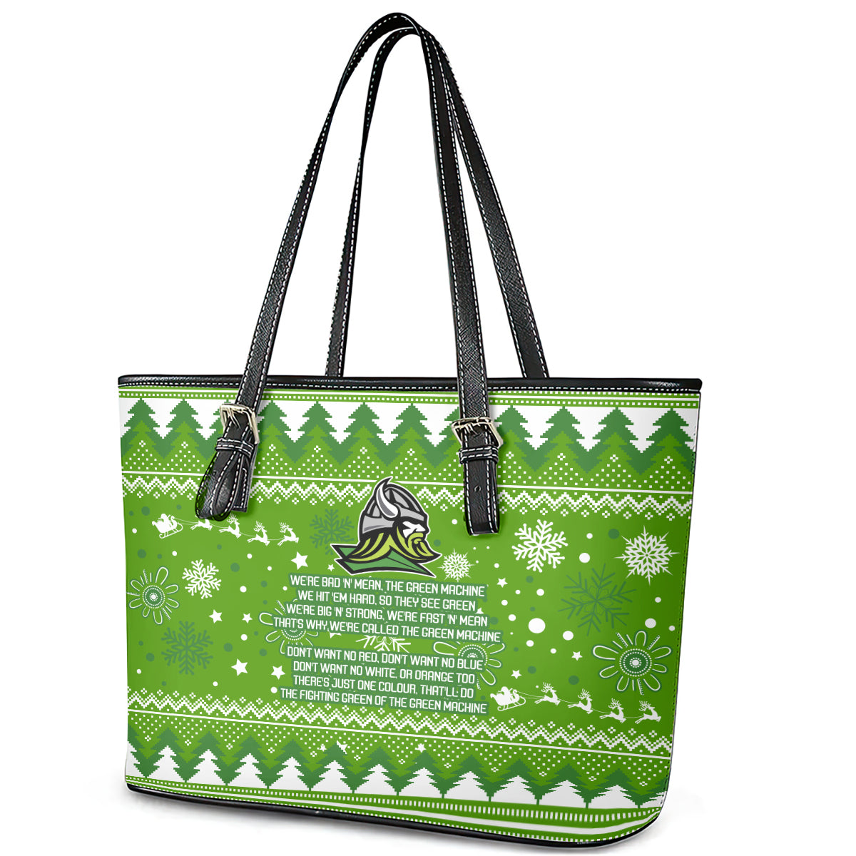 raiders-rugby-leather-tote-bag-the-mighty-green-machine-2023-christmas-vibe