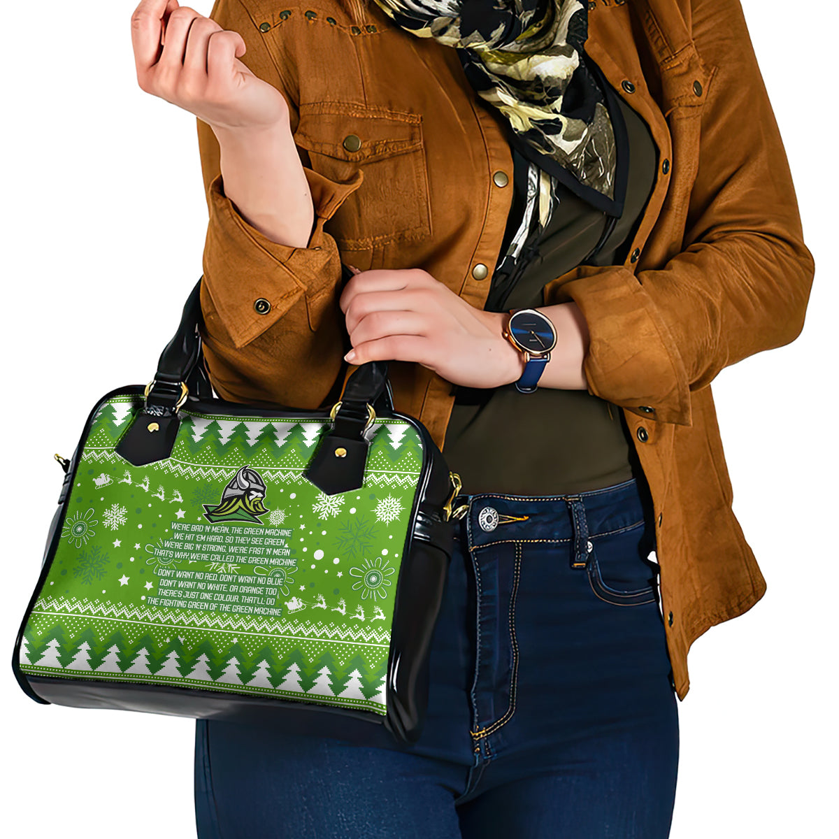 raiders-rugby-shoulder-handbag-the-mighty-green-machine-2023-christmas-vibe