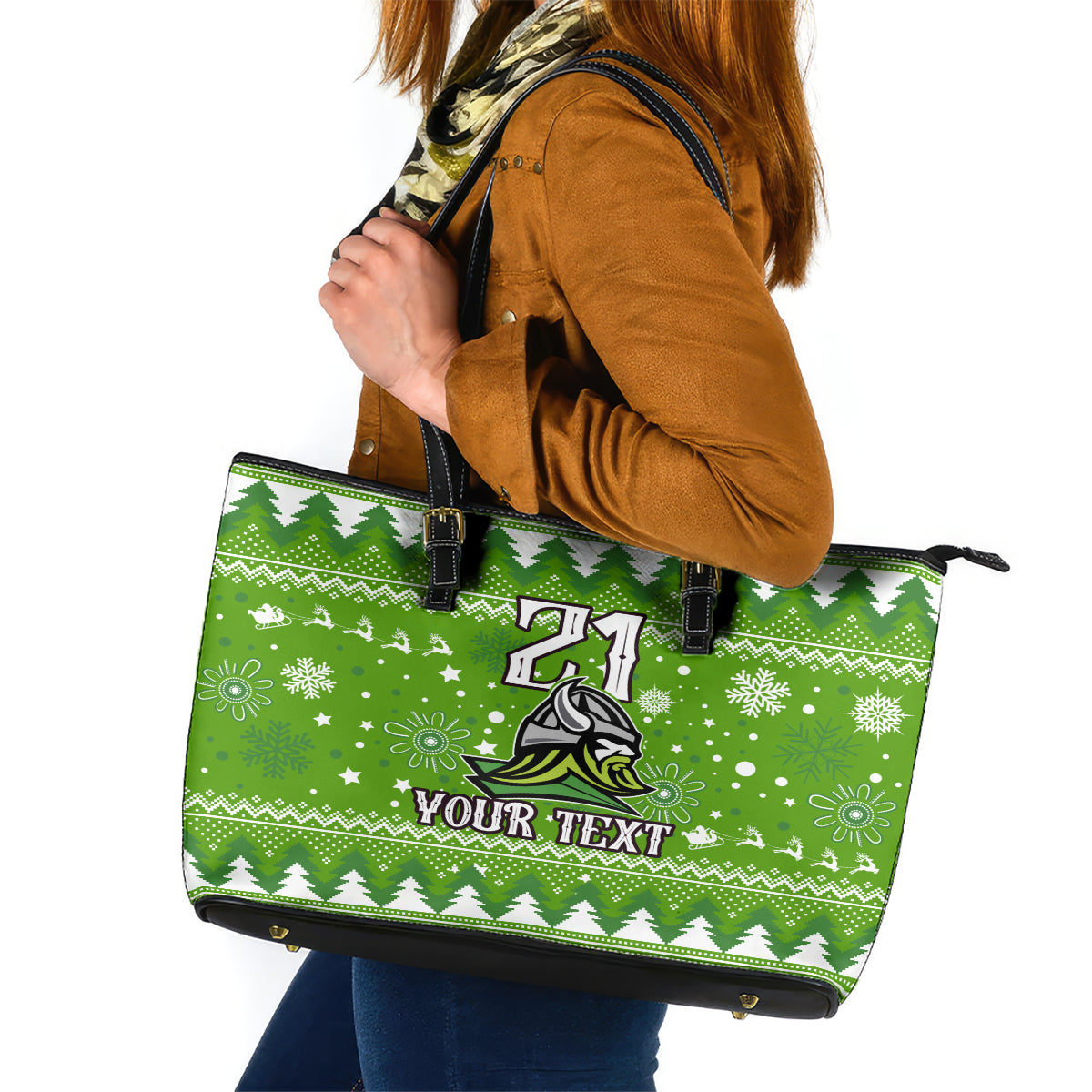 custom-raiders-rugby-leather-tote-bag-the-mighty-green-machine-2023-christmas-vibe