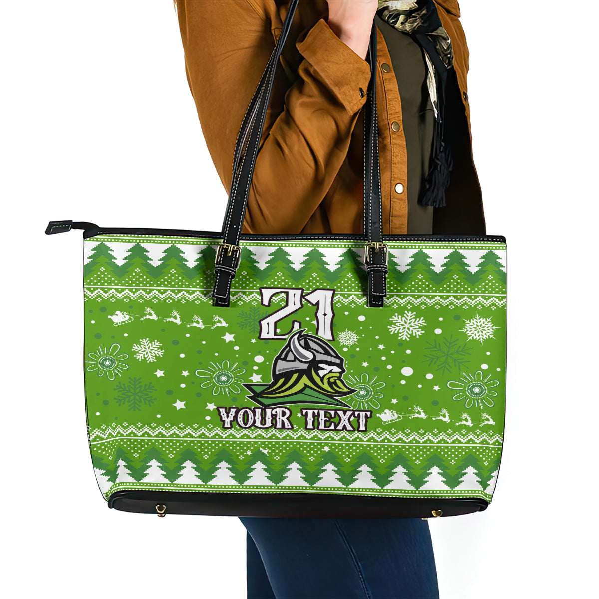 custom-raiders-rugby-leather-tote-bag-the-mighty-green-machine-2023-christmas-vibe