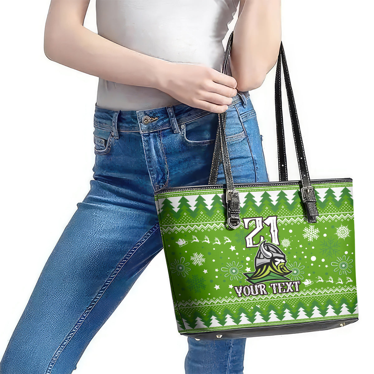 custom-raiders-rugby-leather-tote-bag-the-mighty-green-machine-2023-christmas-vibe