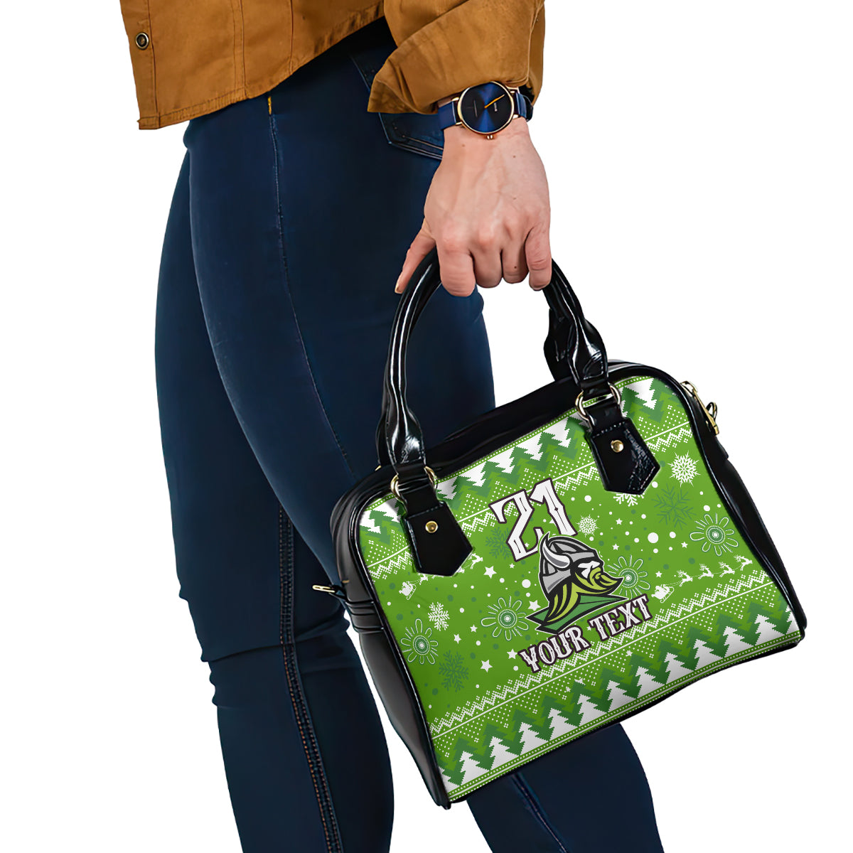 custom-raiders-rugby-shoulder-handbag-the-mighty-green-machine-2023-christmas-vibe