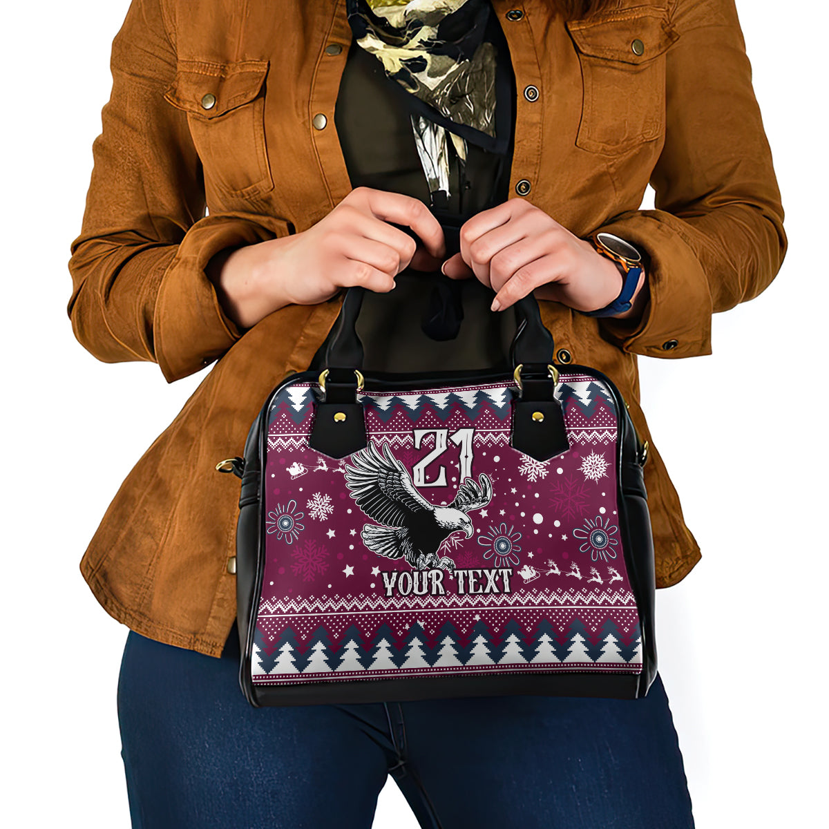 custom-sea-eagles-rugby-shoulder-handbag-manly-boys-victory-2023-christmas-vibe