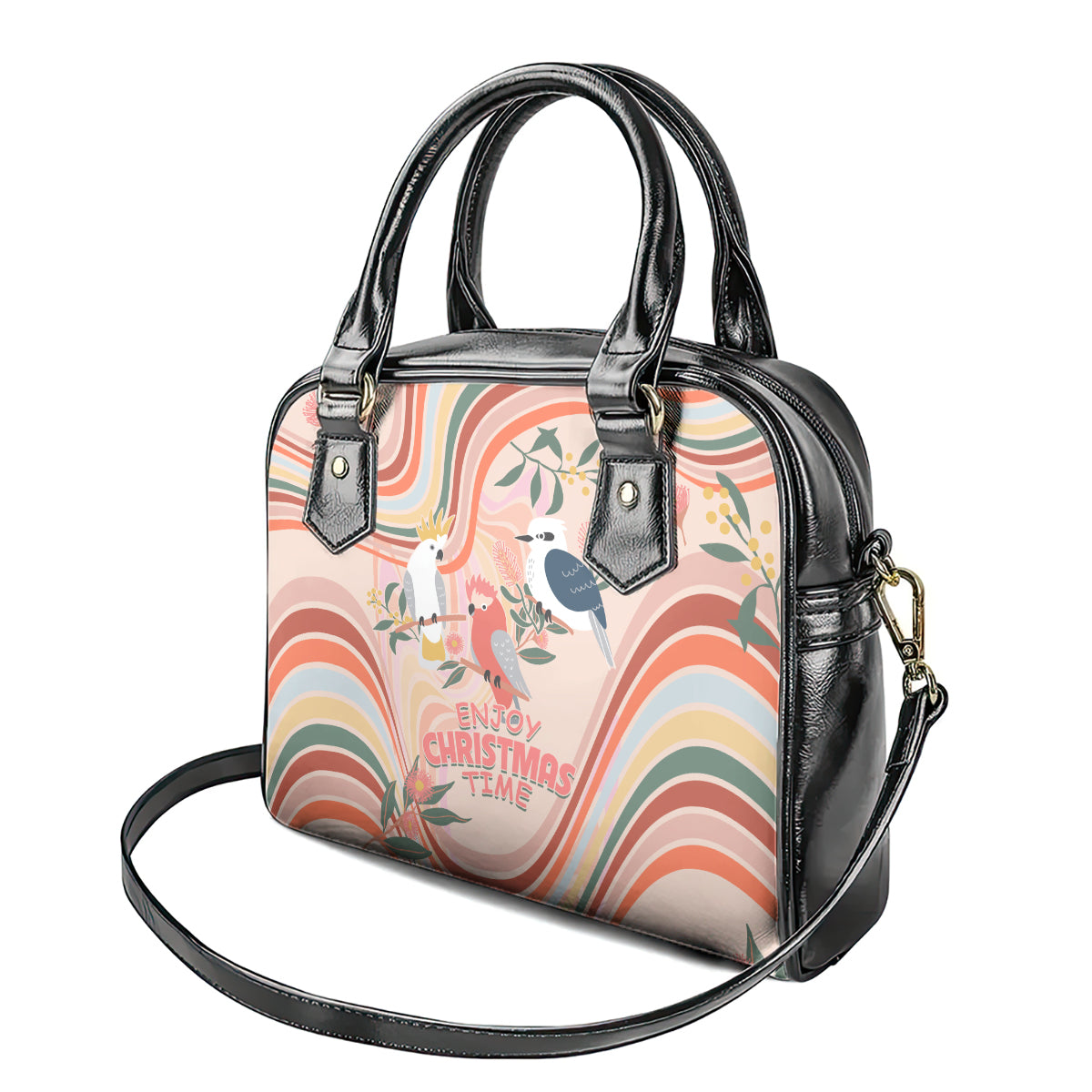 australia-hippie-christmas-shoulder-handbag-cockatoo-kookaburra-with-wattle-pink-peach-style