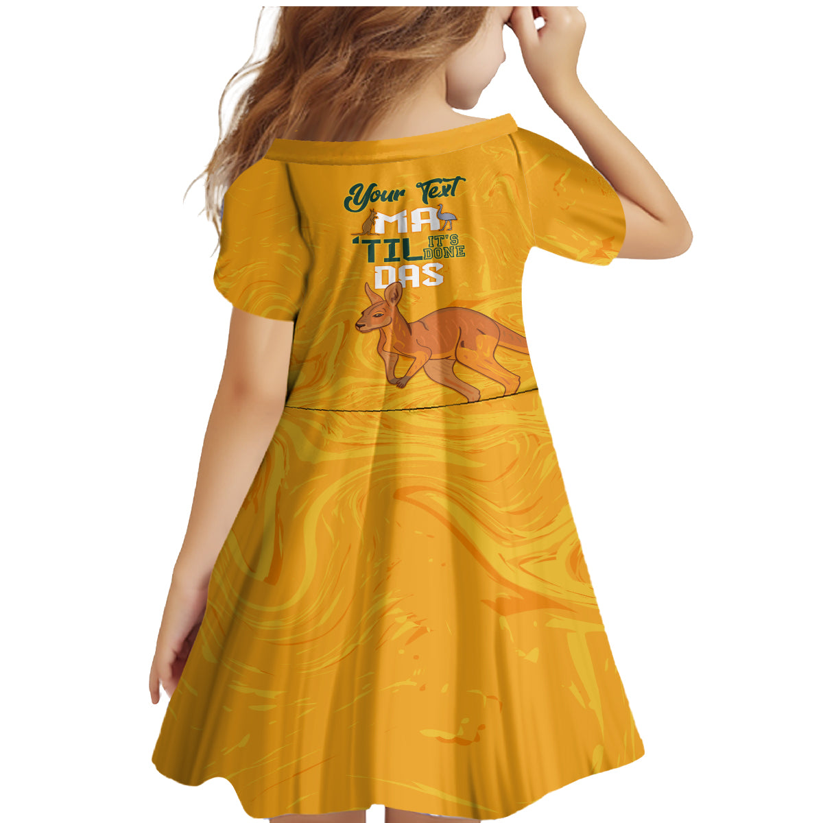 Personalised Matildas Australia Day Family Matching Mermaid Dress and Hawaiian Shirt Proud To Be Tillies Gold Version