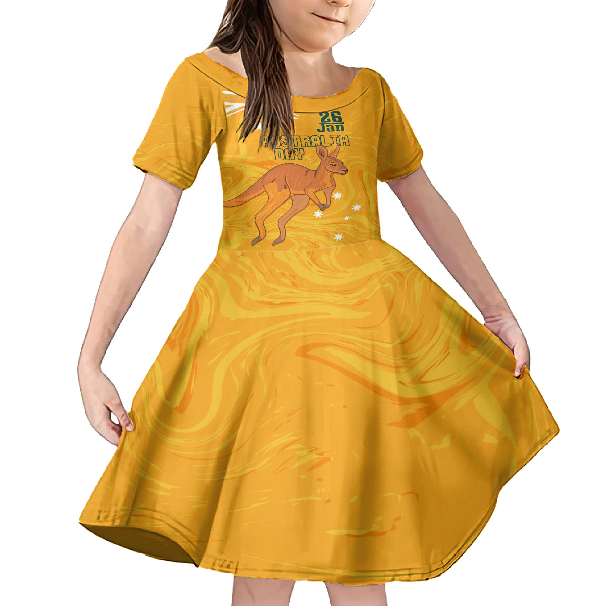 Personalised Matildas Australia Day Family Matching Off Shoulder Maxi Dress and Hawaiian Shirt Proud To Be Tillies Gold Version