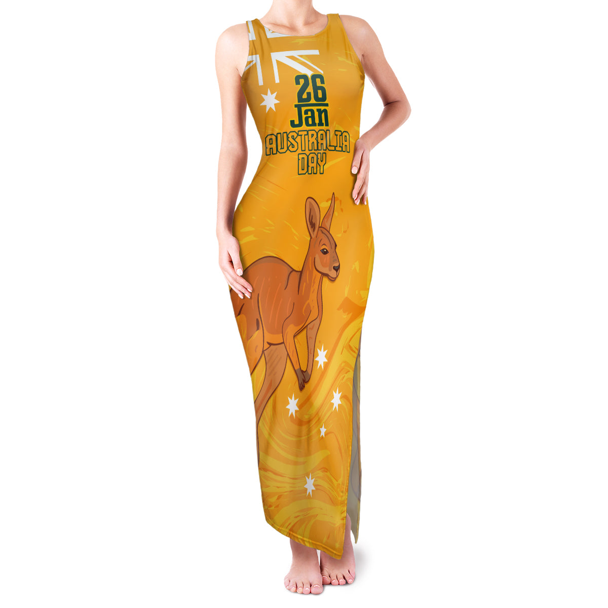 Personalised Matildas Australia Day Family Matching Tank Maxi Dress and Hawaiian Shirt Proud To Be Tillies Gold Version