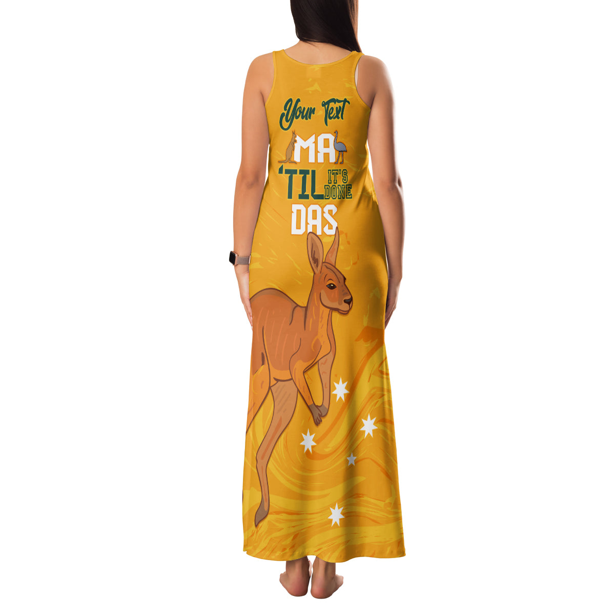 Personalised Matildas Australia Day Family Matching Tank Maxi Dress and Hawaiian Shirt Proud To Be Tillies Gold Version