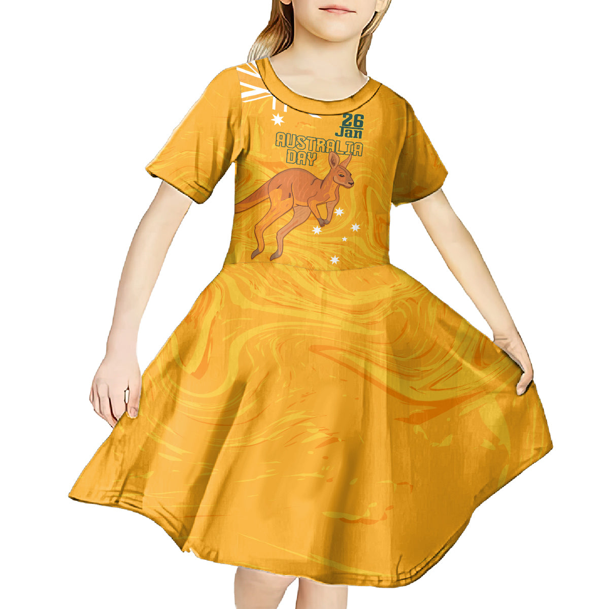 Personalised Matildas Australia Day Kid Short Sleeve Dress Proud To Be Tillies Gold Version