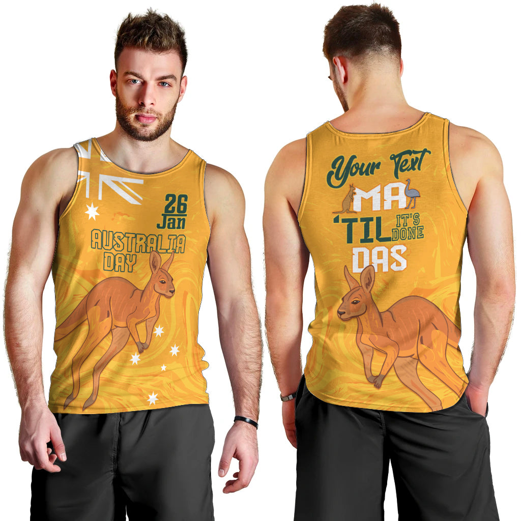 Personalised Matildas Australia Day Men Tank Top Proud To Be Tillies Gold Version