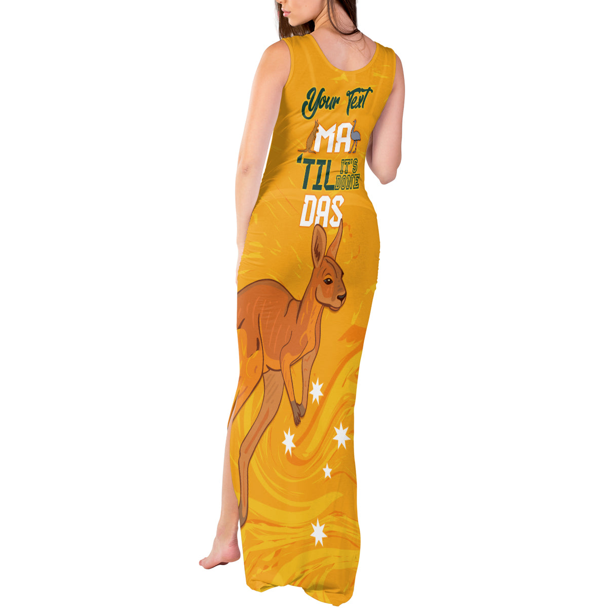 Personalised Matildas Australia Day Tank Maxi Dress Proud To Be Tillies Gold Version