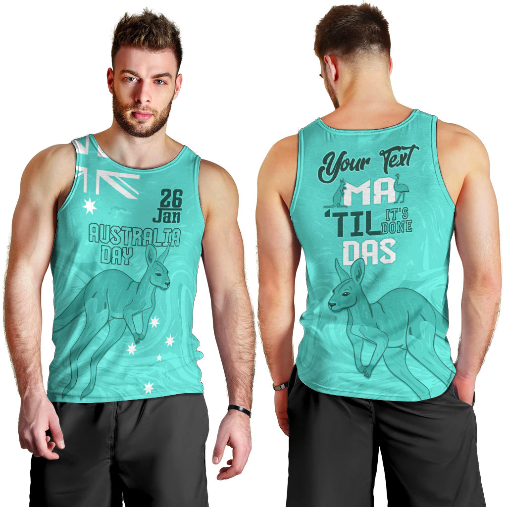 Personalised Matildas Australia Day Men Tank Top Proud To Be Tillies Turquoise Version