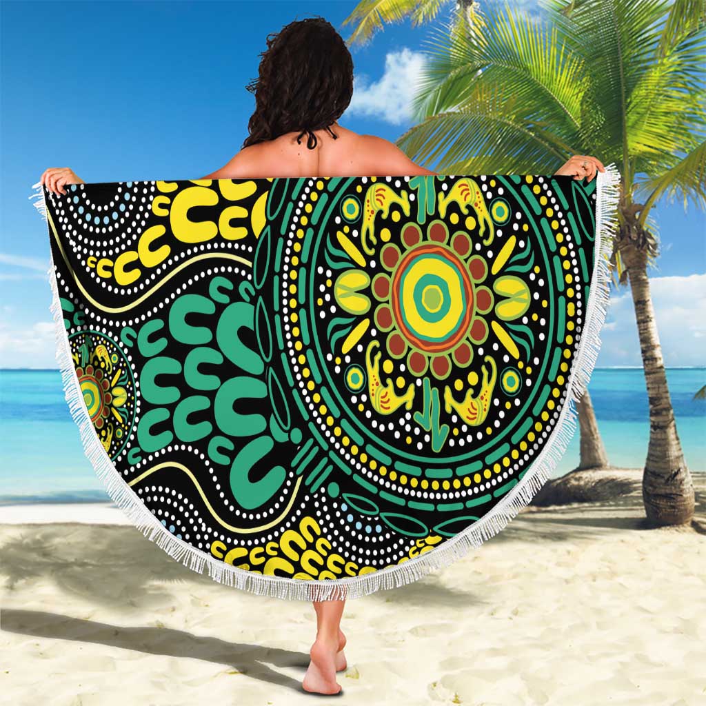 Personalised Aboriginal Art People Symbol Beach Blanket