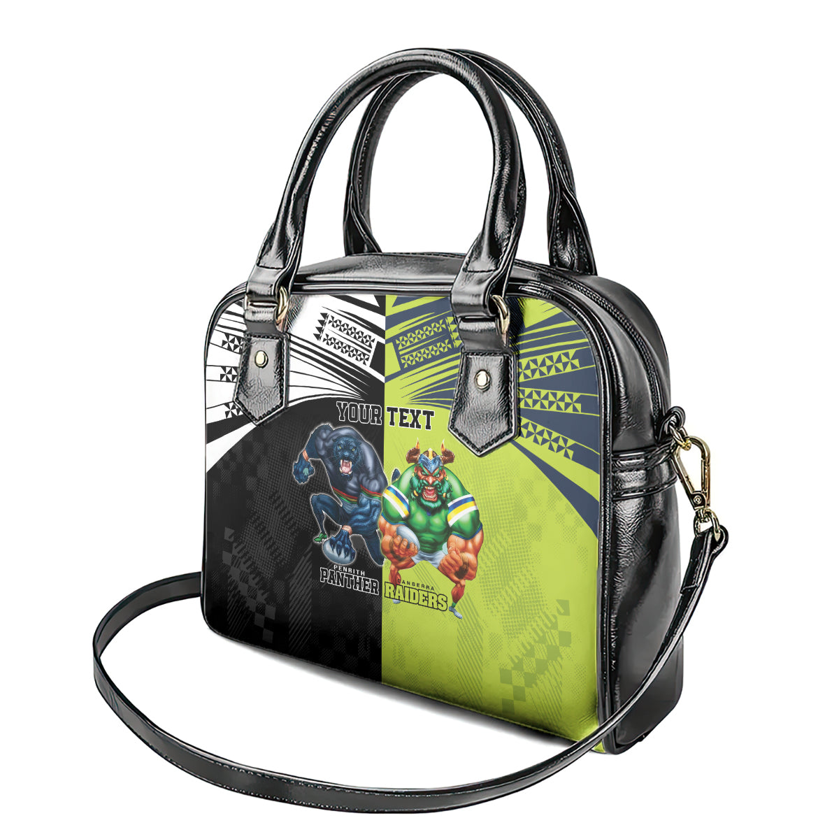 Custom Raiders and Panthers Shoulder Handbag Together Sporty Style