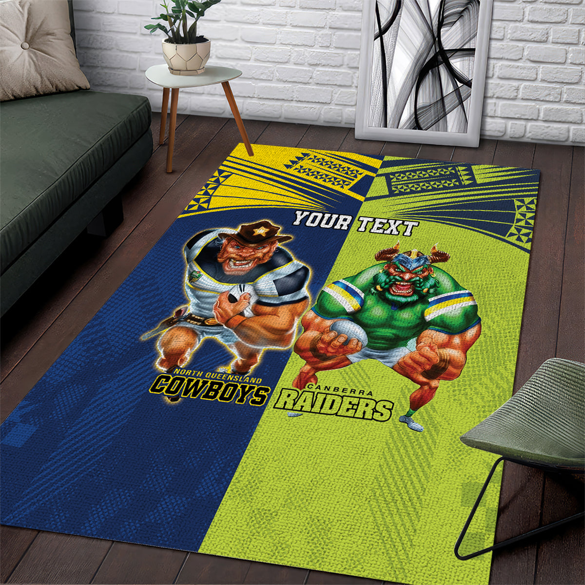 Custom Raiders and Cowboys Area Rug Together Sporty Style