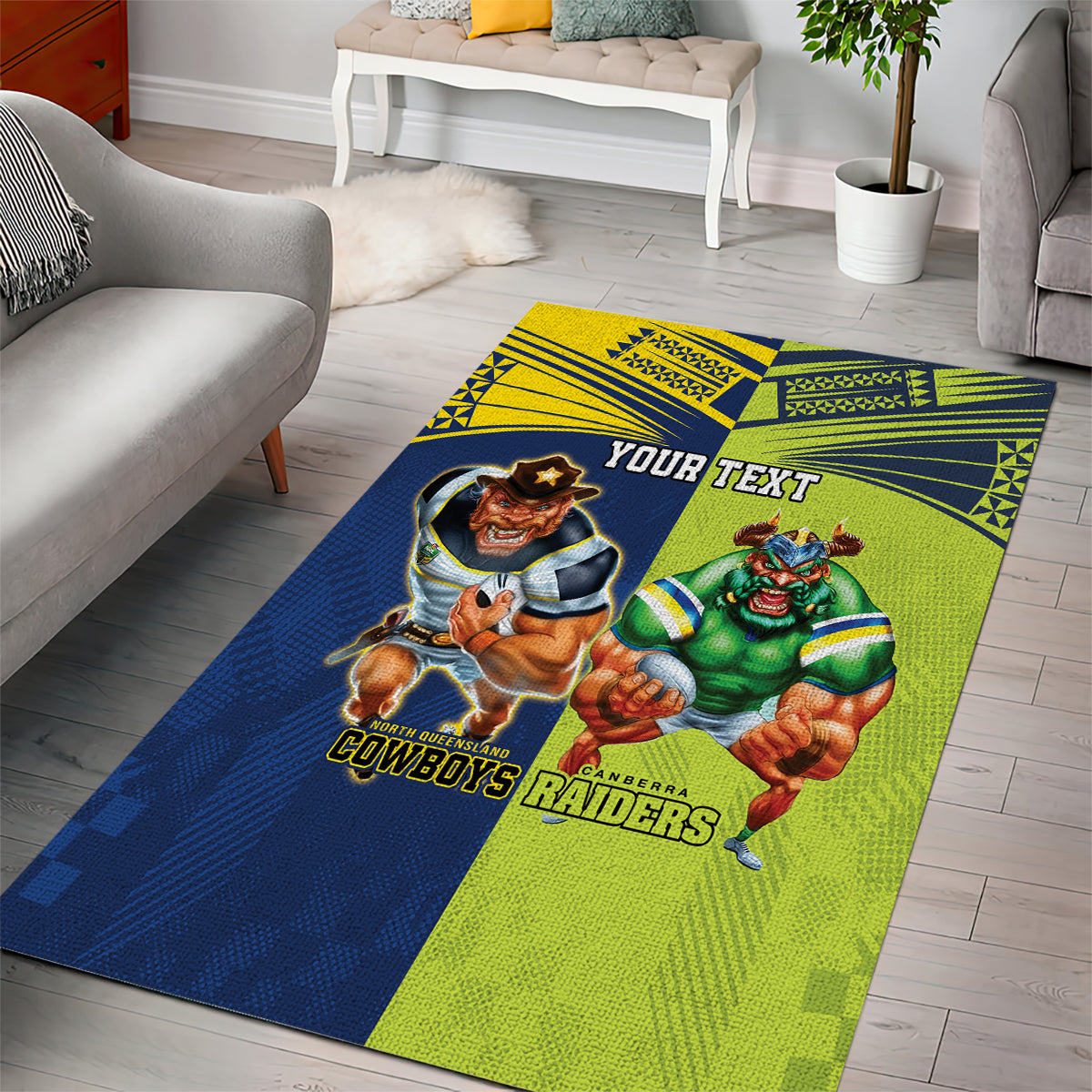 Custom Raiders and Cowboys Area Rug Together Sporty Style