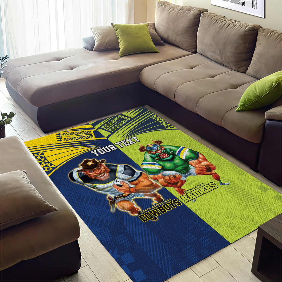 Custom Raiders and Cowboys Area Rug Together Sporty Style