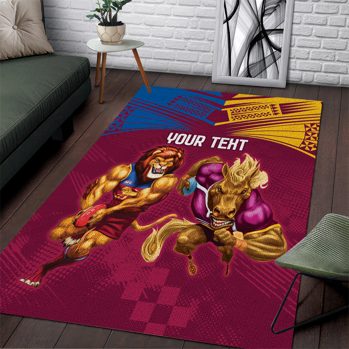 Custom Brisbane Broncos and Lions Area Rug Together Sporty Style