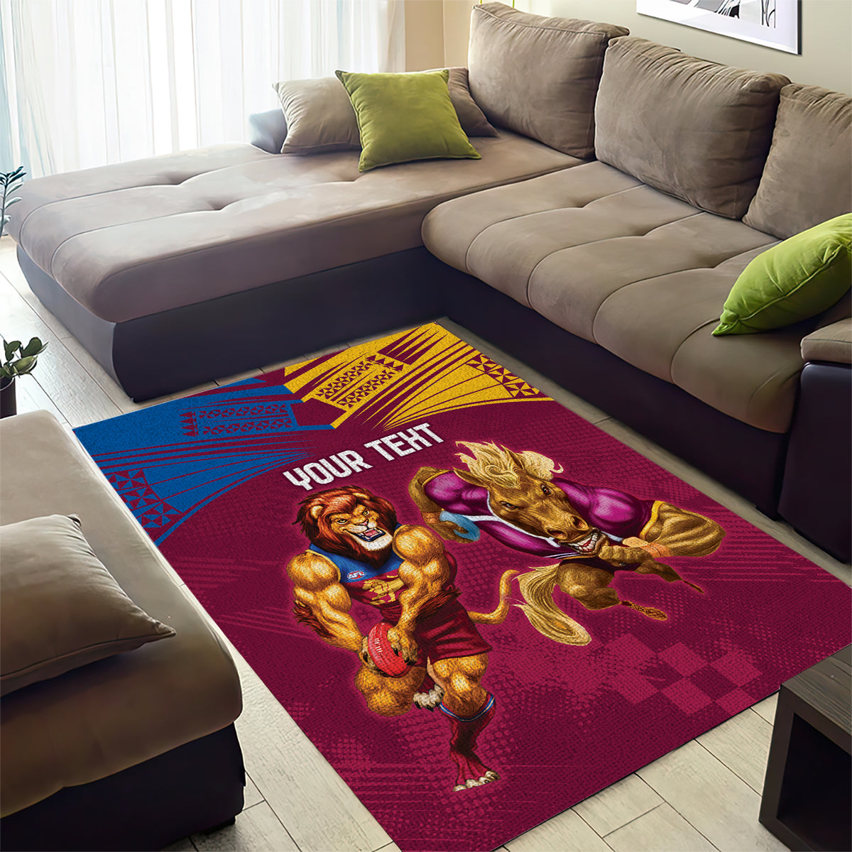 Custom Brisbane Broncos and Lions Area Rug Together Sporty Style