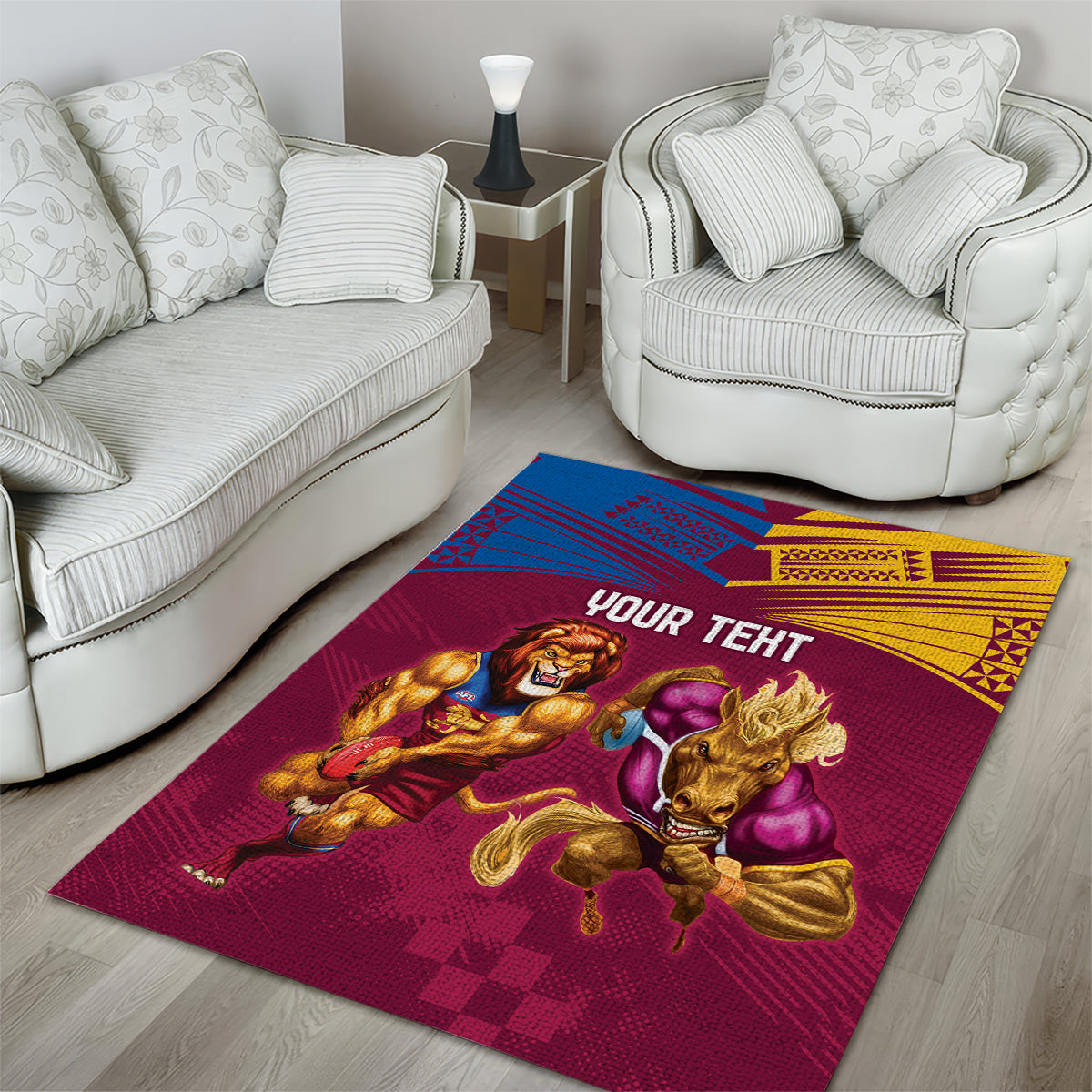 Custom Brisbane Broncos and Lions Area Rug Together Sporty Style