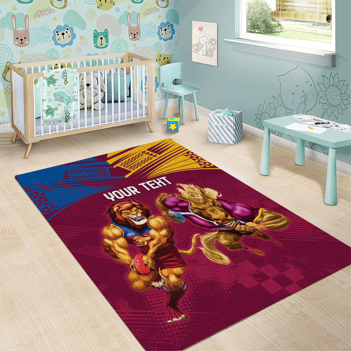 Custom Brisbane Broncos and Lions Area Rug Together Sporty Style