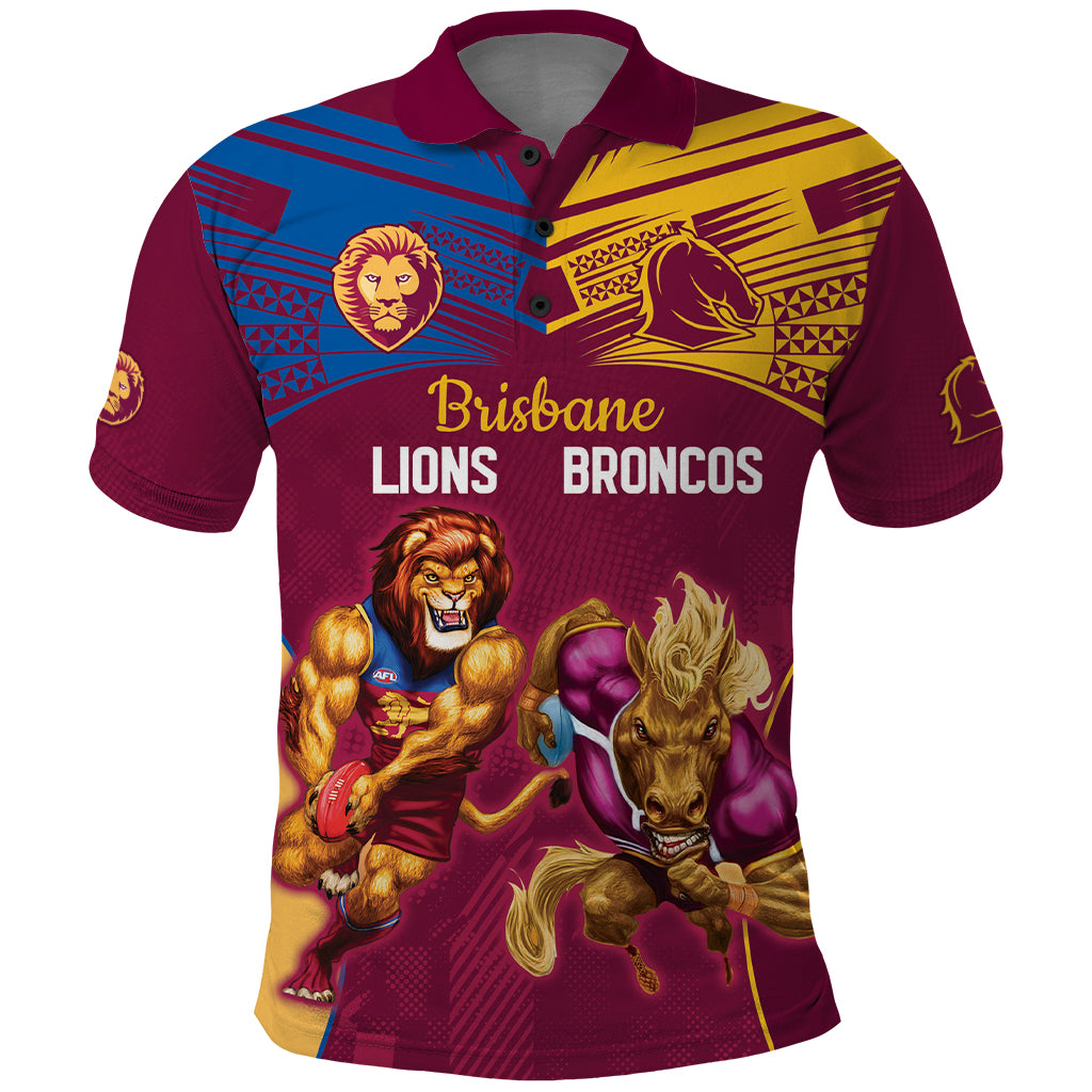 Custom Brisbane Broncos and Lions Polo Shirt Together Sporty Style