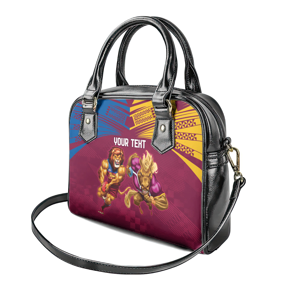 Custom Brisbane Broncos and Lions Shoulder Handbag Together Sporty Style