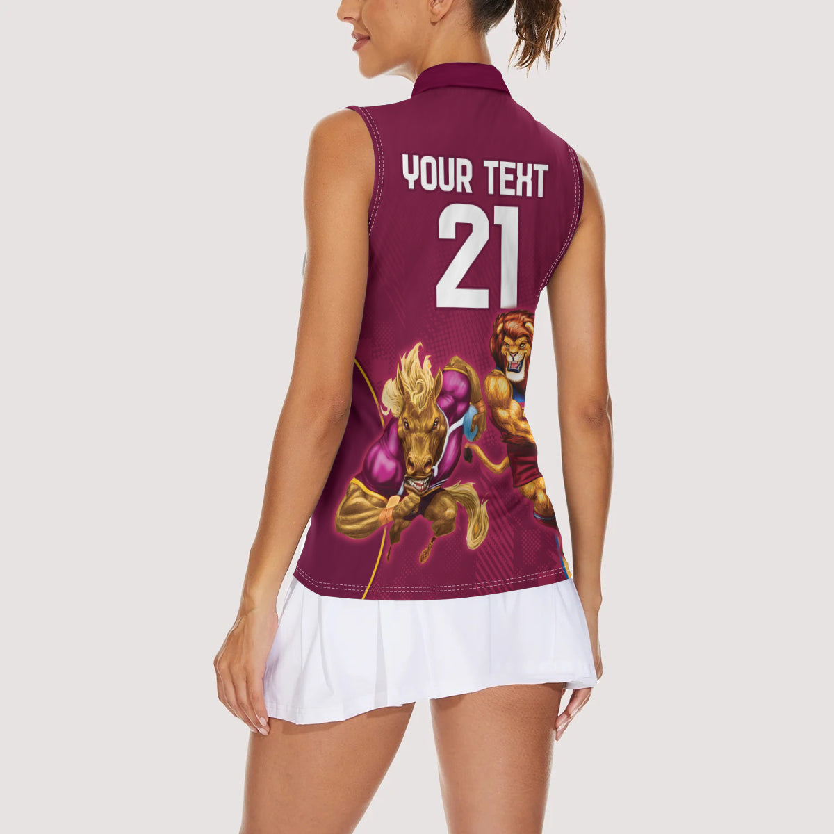 Custom Brisbane Broncos and Lions Women Sleeveless Polo Shirt Together Sporty Style